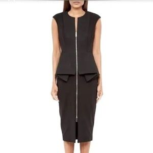 Ted Baker London Black Zip-Front Peplum Sheath Dress Size 3 (US 8)